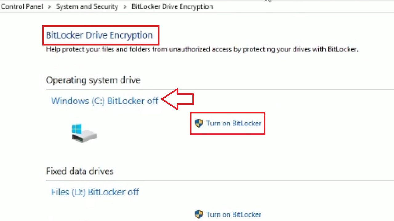 BitLocker Drive Encryption window