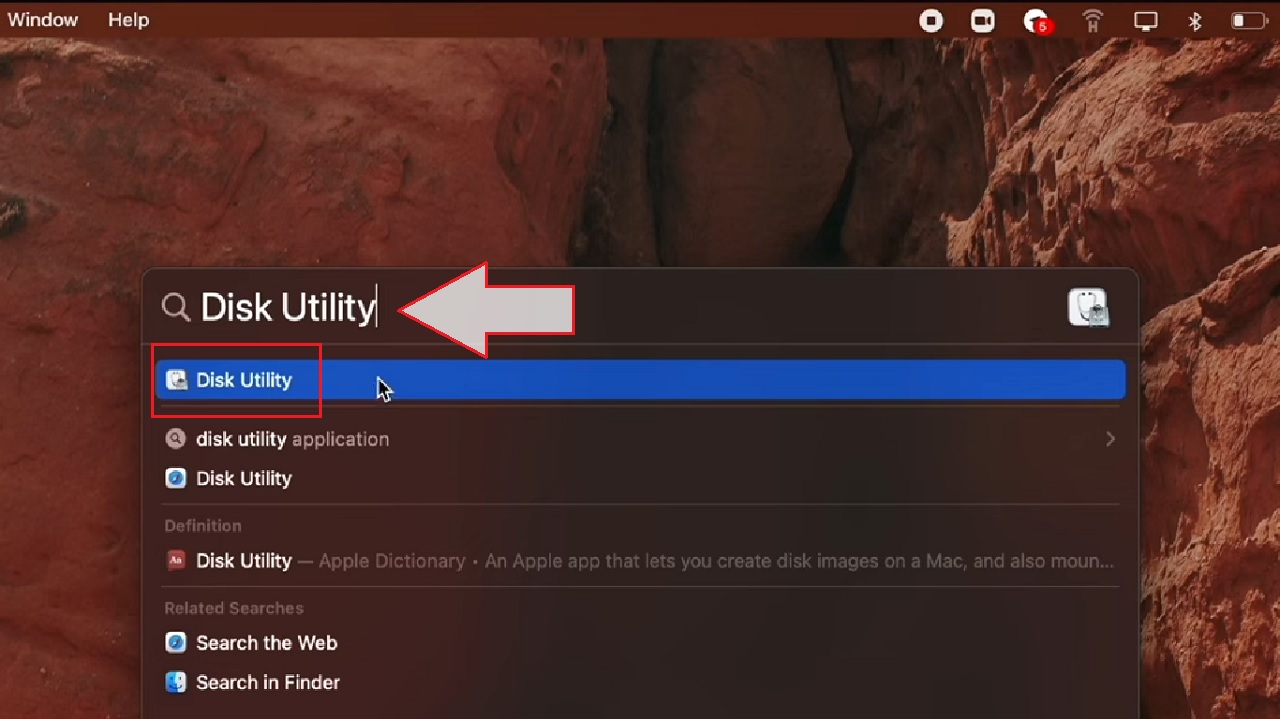 Disk Utility option