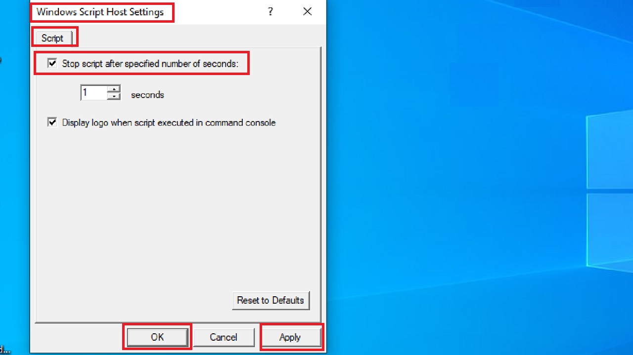 Windows Script Host Settings