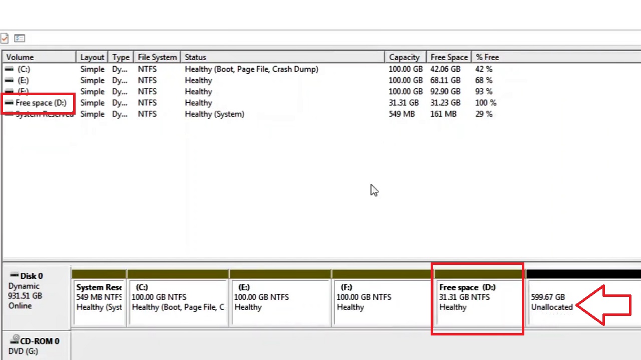 Drive D of about 30 GB in this example