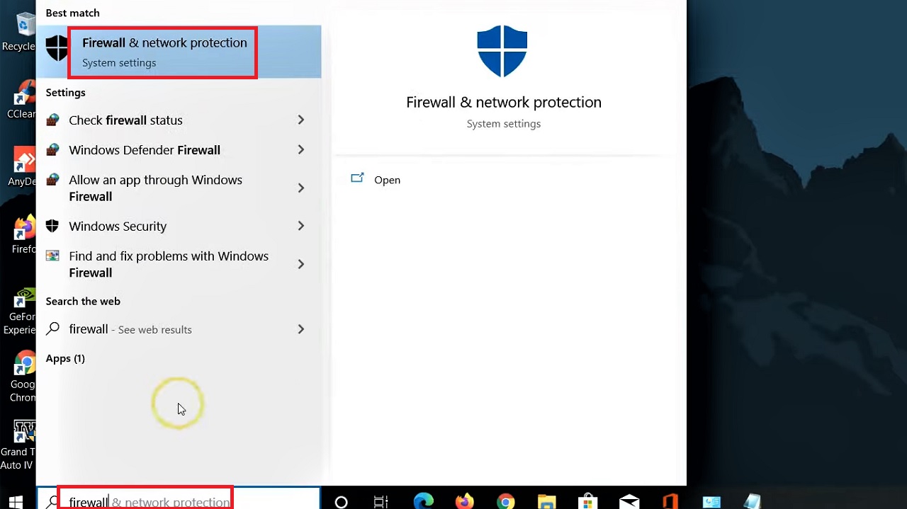 Click on Firewall & network protection