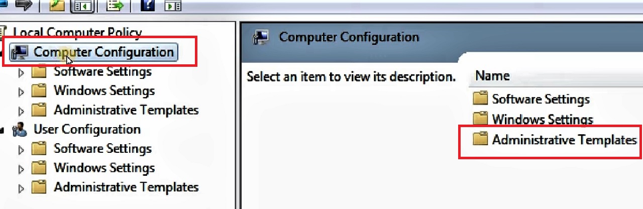 Clicking to open Administrative Templates