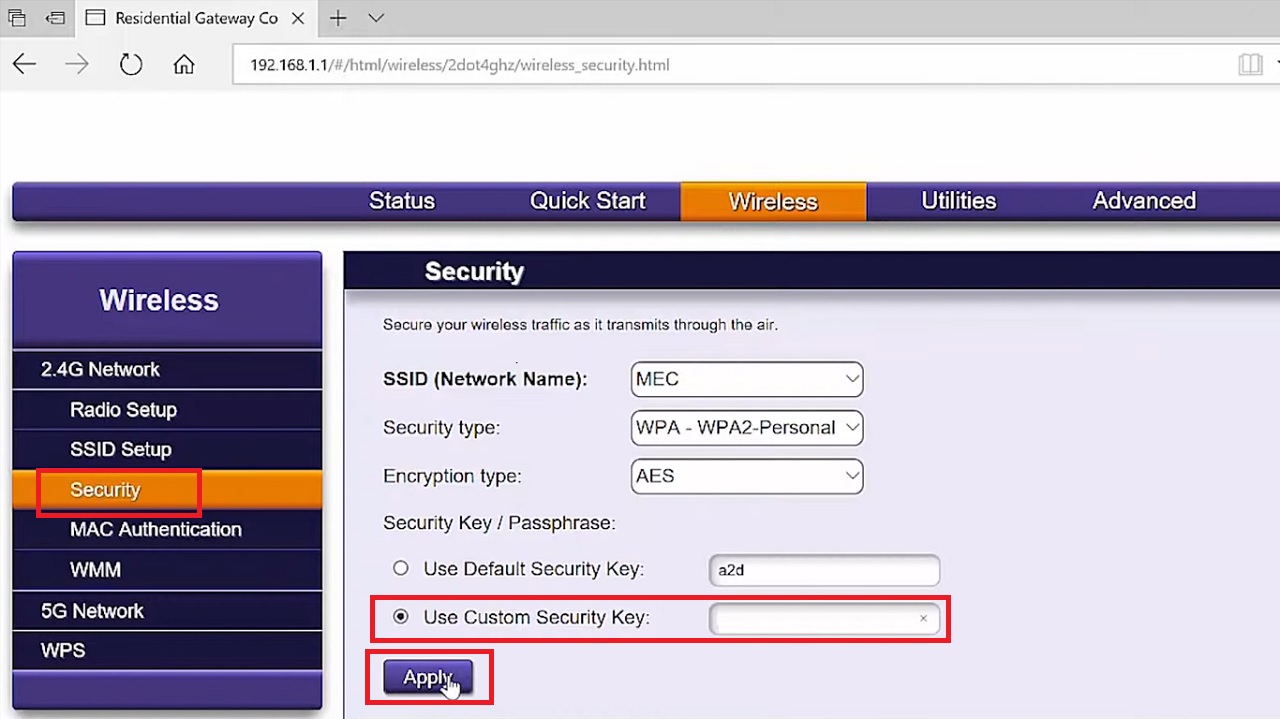 Use Custom Security Key