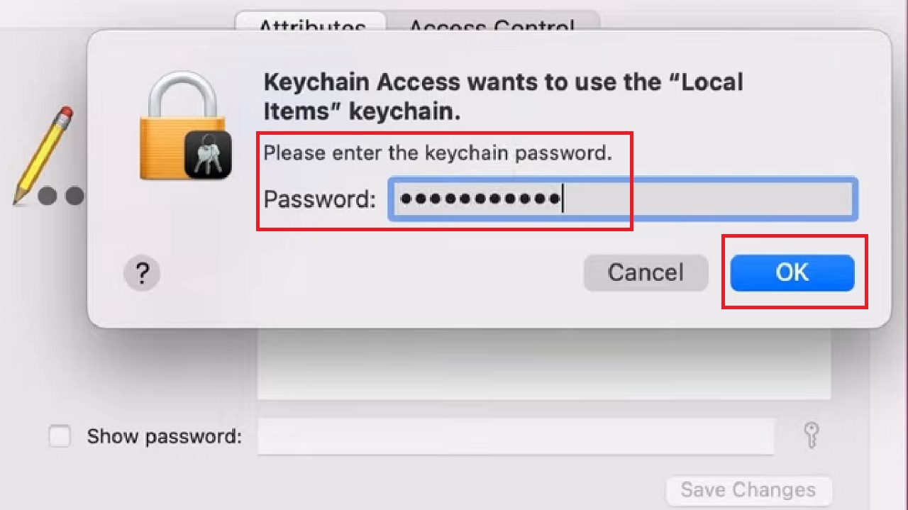 Please enter the keychain password