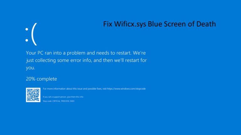Fix Wificx.sys Blue Screen of Death