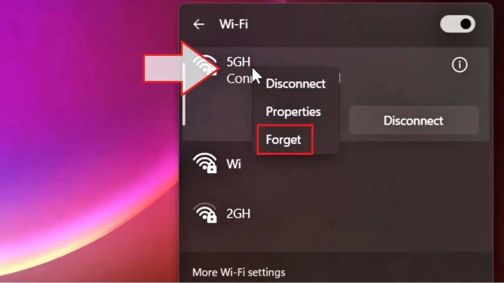 Forget or Remove Wi-Fi Network