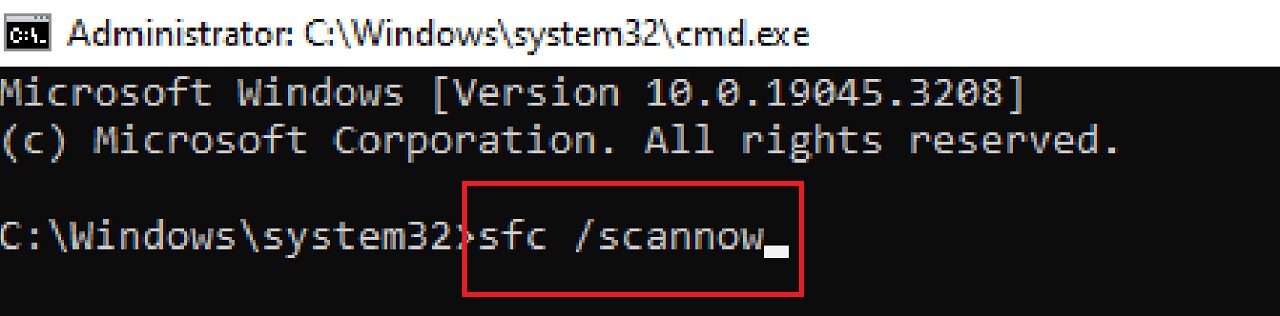type in the command sfc /scannow