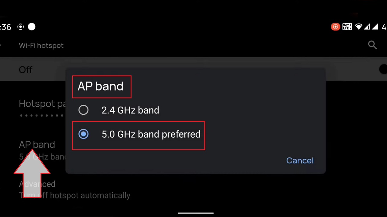 Selecting 5.0 GHz band preferred