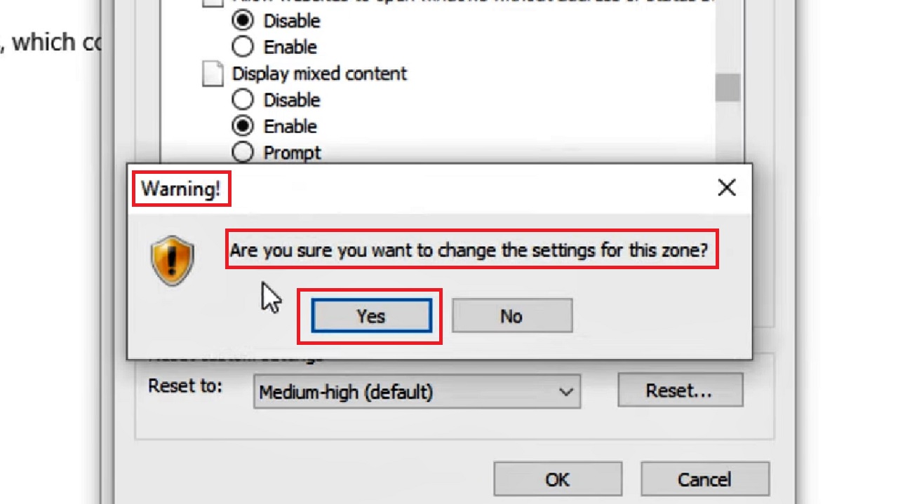 Are you sure you want to change the settings for this zone