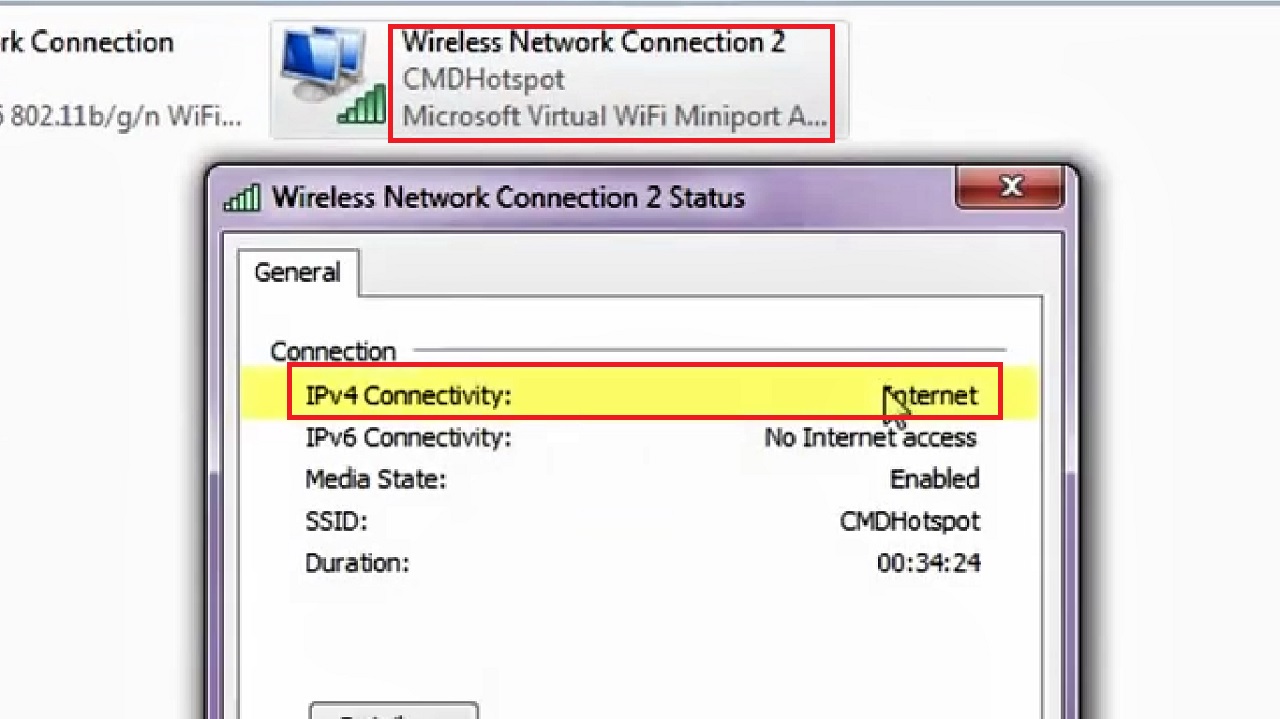 Status window of the Wireless Network Connection 2