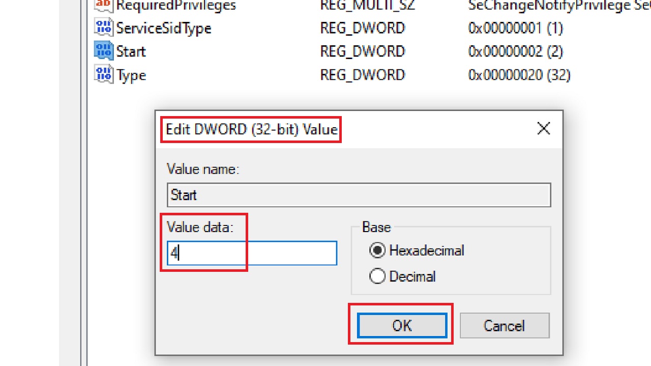 Edit DWORD (32-bit) Value window