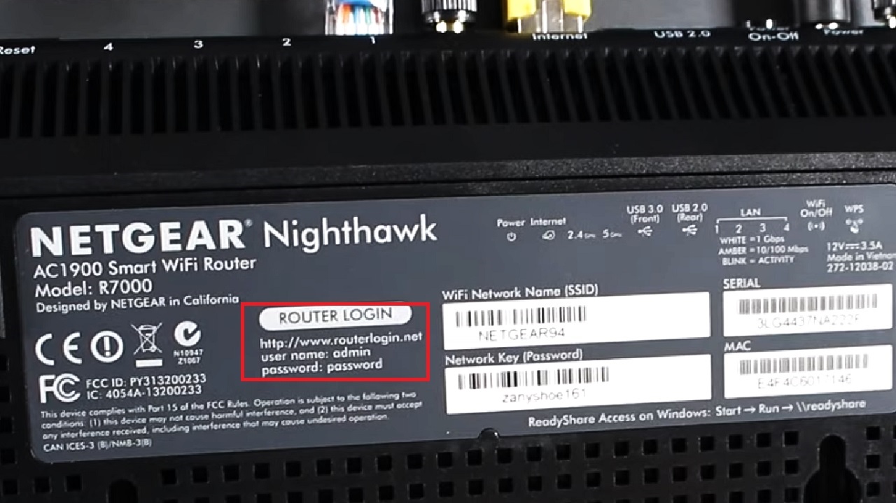The login details found on the label at the back of your router