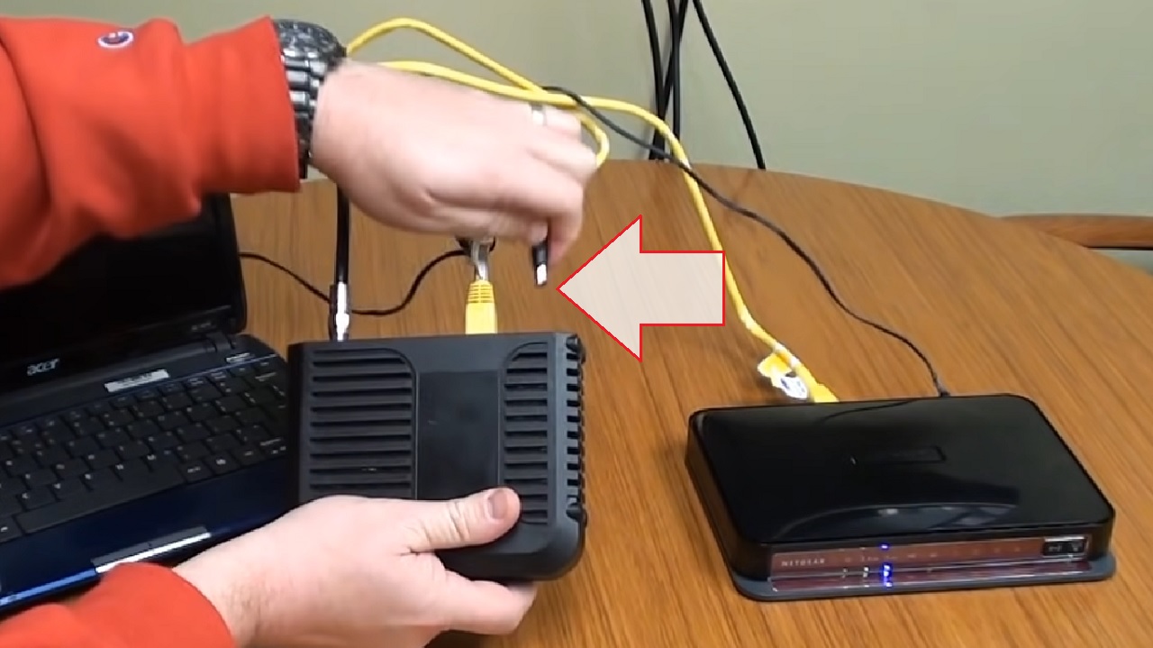 Removing the power adapter from the modem