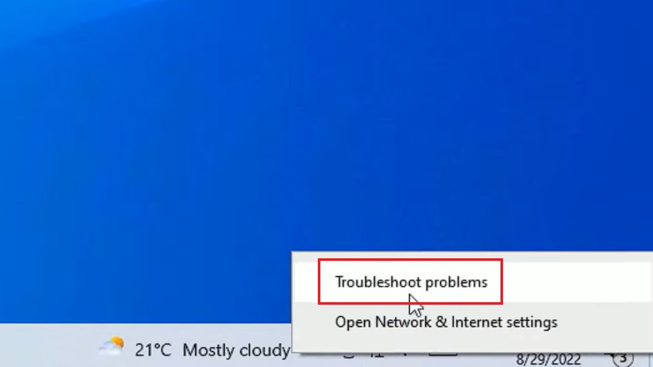Clicking on Troubleshoot problems