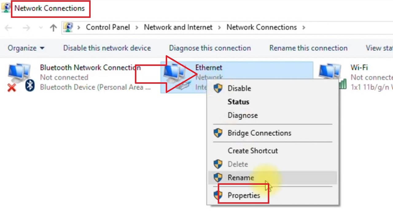 Network Connections window
