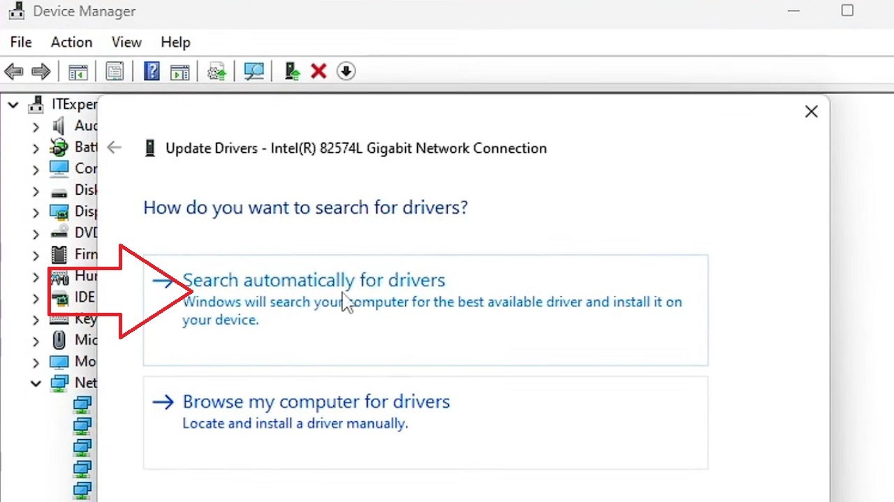 Clicking on Search automatically for drivers