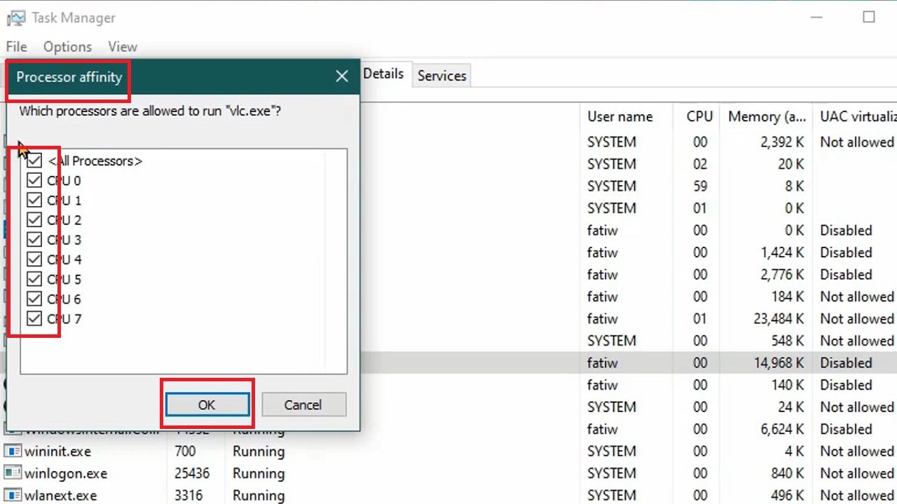 Selecting the number of cores you want to allow